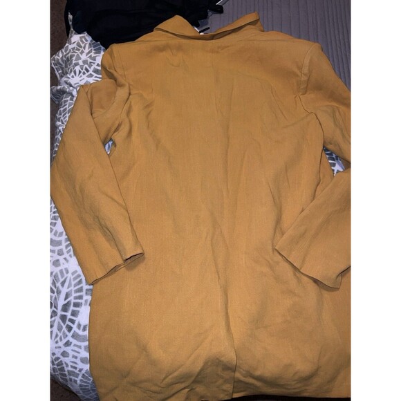 Walter Baker Jacket Womens M Kira Linen Oversized Long Blazer Yellow Preppy New - Picture 7 of 13